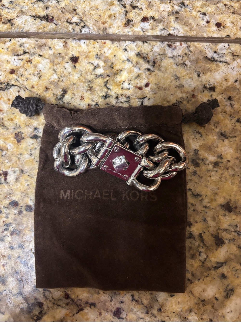 Michael Kors Silver Chain Bracelet with Lock Detail